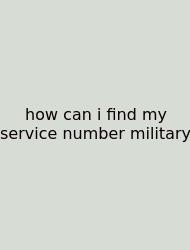 How Can I Find My Service Number Military
