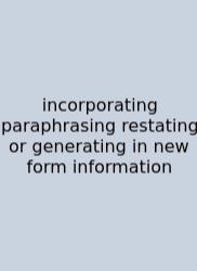Incorporating Paraphrasing Restating Or Generating In New Form Information