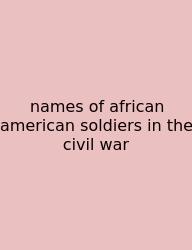 Names Of African American Soldiers In The Civil War