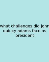 What Challenges Did John Quincy Adams Face As President