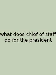 What Does Chief Of Staff Do For The President