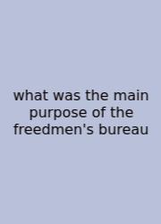 What Was The Main Purpose Of The Freedmen's Bureau