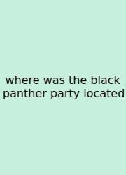 Where Was The Black Panther Party Located