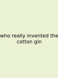 Who Really Invented The Cotton Gin