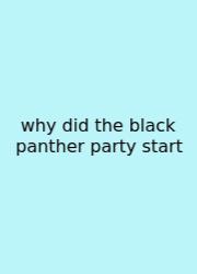 Why Did The Black Panther Party Start