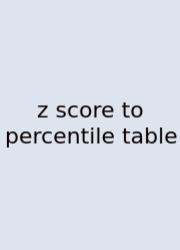 Z Score To Percentile Table